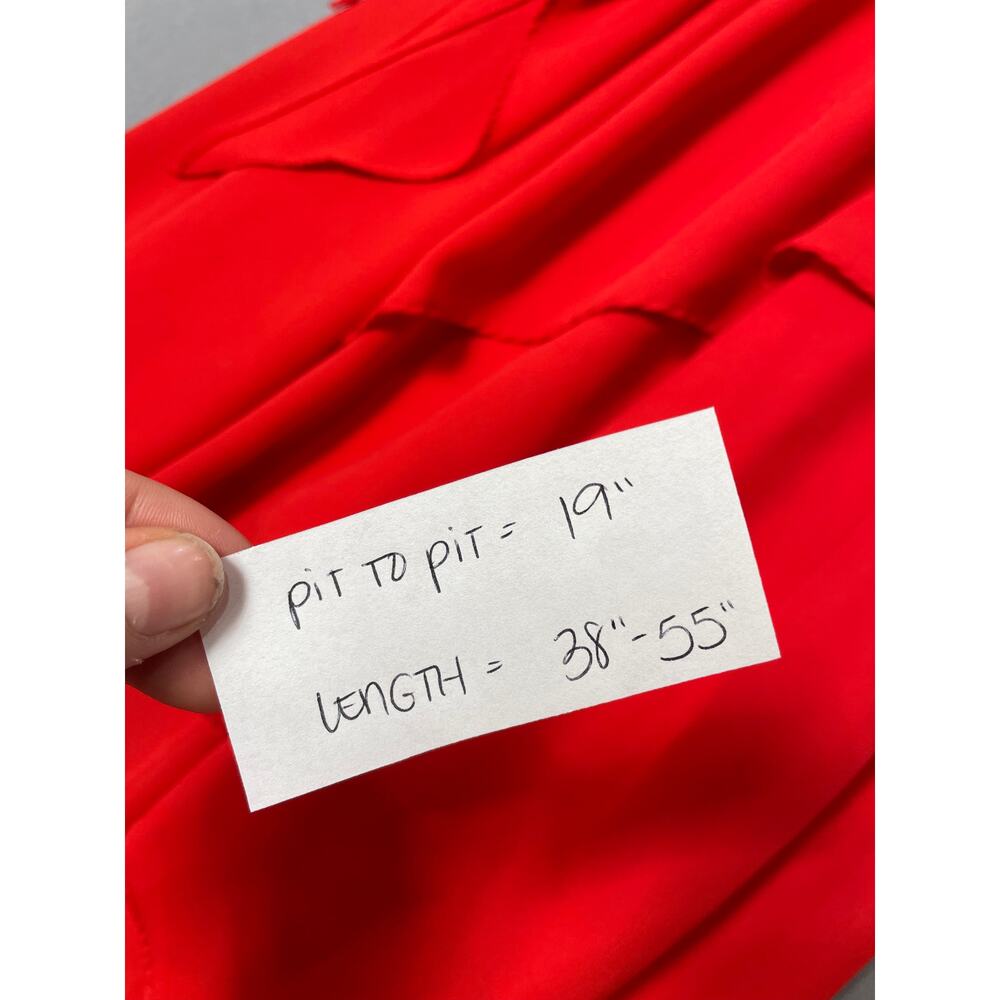Laundry Shelli Segal Bright Red Flowy Draped Wrap High Low Dress Size 12 Glam - Picture 5 of 5